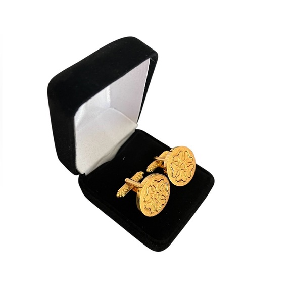 Gold Cuff Links in Black Velvet Box | Men’s Luxury Holiday Gift | OS - Picture 3 of 8